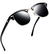 Joopin Vintage Semi Rimless Sunglasses Half Frame Sun Glasses Polarized UV Protection Browline Sh...