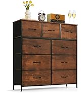9-Drawer Dresser for Bedroom, Anti-Tip Tall Storage Organizer Chest of Drawers with Wooden Top an...