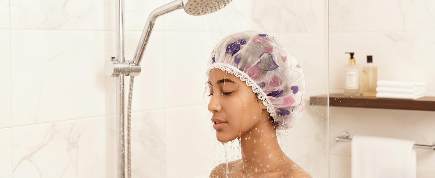 shower caps for women reusable waterproof shower cap