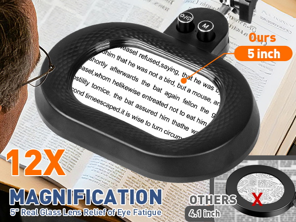 12X magnification magnifying glasses with light for close work hands free magnifying glass light