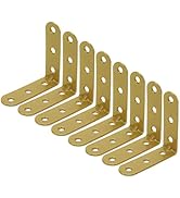 Wealrit 8 pcs Gold L Shape Brackets,Right Angle Corner Brace with Screws,L Shape Corner Brackets,...
