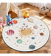 Solar System Planet Theme Carpets for Kids Bedrooms,5ft Non-Slip Space Round Rugs for Baby,Circle...