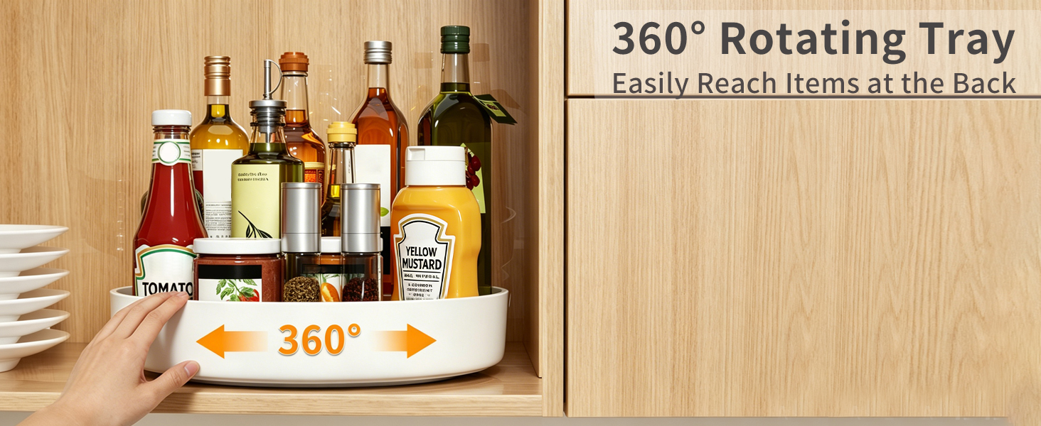 360° Rotating Tray - Easily Reach Items at the Back