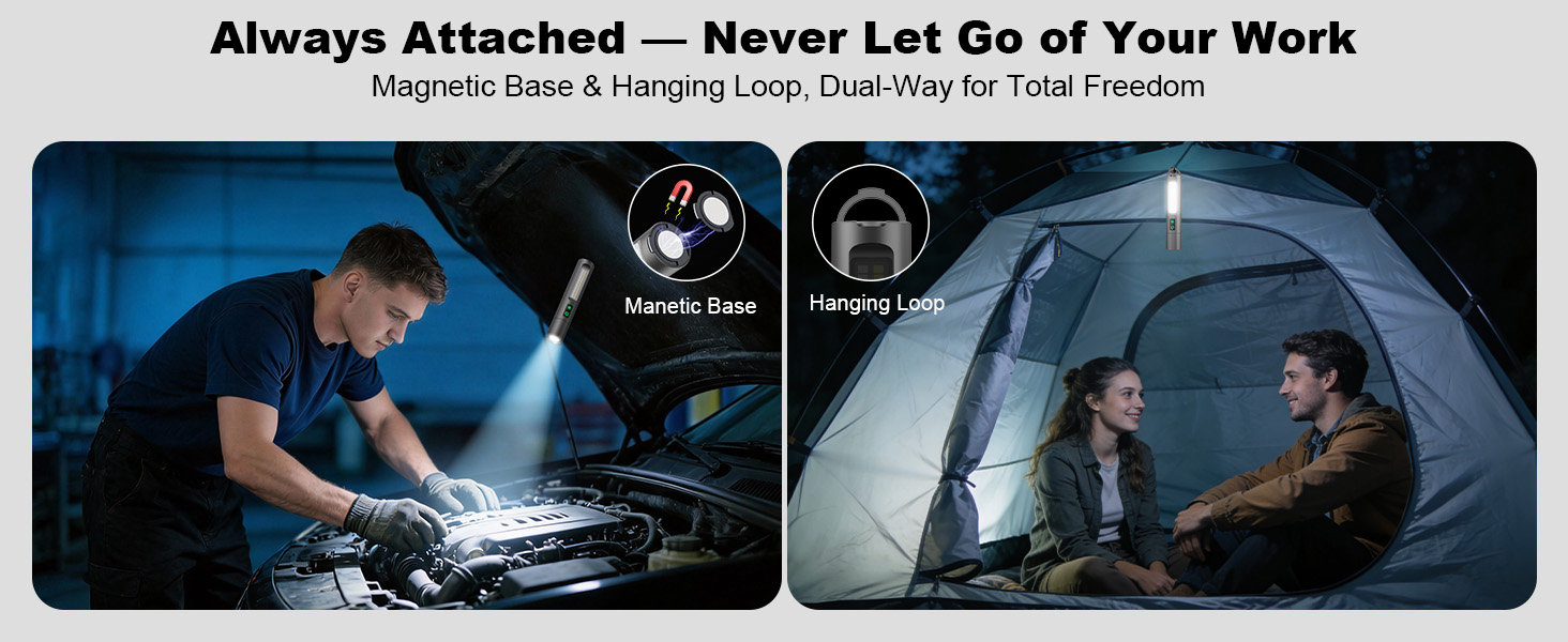 Magnetic Work Flashlight with Hook