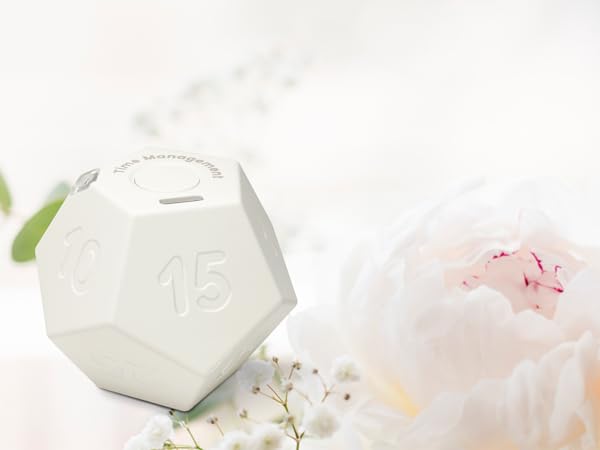 CreaViva pomodoro cube timer floral white color