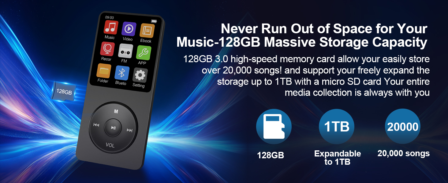 MP3 Player with 128GB large capacity