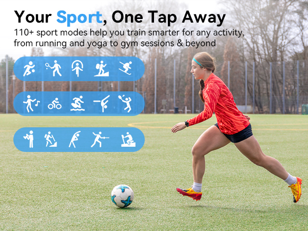 sport modes running tennis basketball football soccer bike hike ski skate