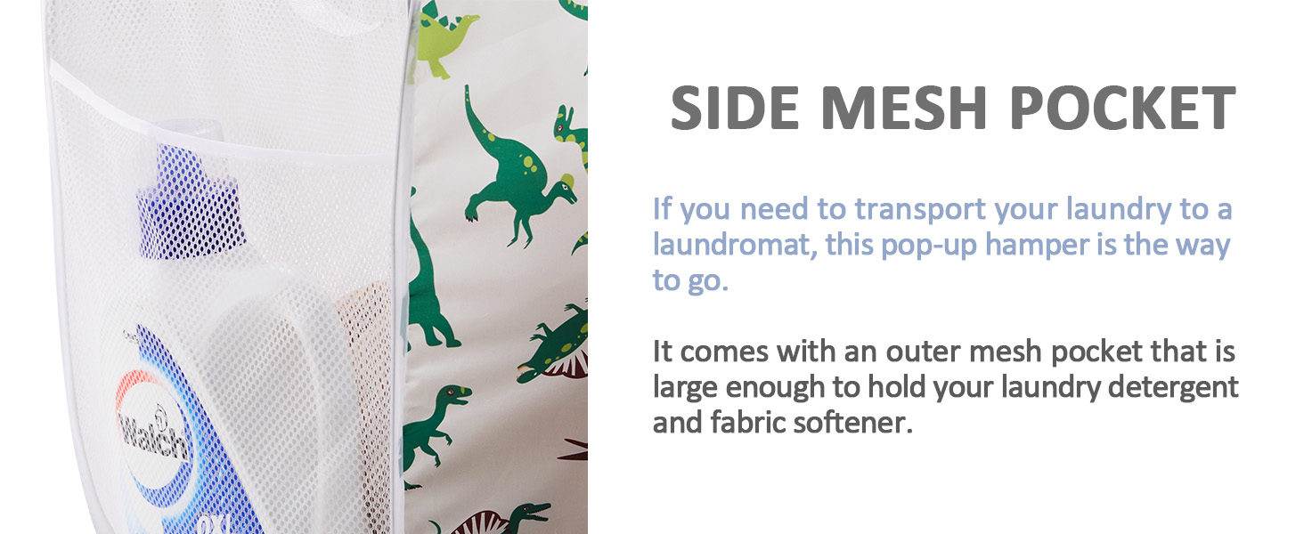 Laundry Basket with Side Pocket