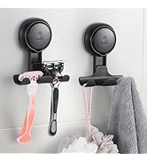 LEVERLOC Razor Holder for Shower 2 Pack, Powerful Vacuum Suction Cup Hook for Towel, Loofah, Razo...