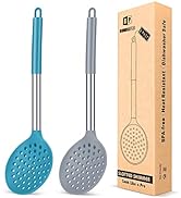 Kitchen Ladle Strainer Set of 2 Large Slotted Spoon with High Heat Resistant BPA Free Non Stick C...