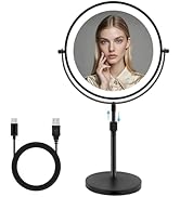 MEKOTRIN 8.7" Large Lighted Makeup Mirror, 1X/10X Magnifying Mirror with 3 Color Dimmable Lights,...