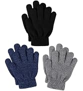 Glooarm 3 Pairs Kids Gloves Winter Gloves Thick Cashmere Magic Gloves Knit Stretchy Warm Gloves B...