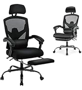 DUMOS Home Office Desk Chair with Footrest, High-Back Mesh Rolling Swivel Reclining Chairs with W...