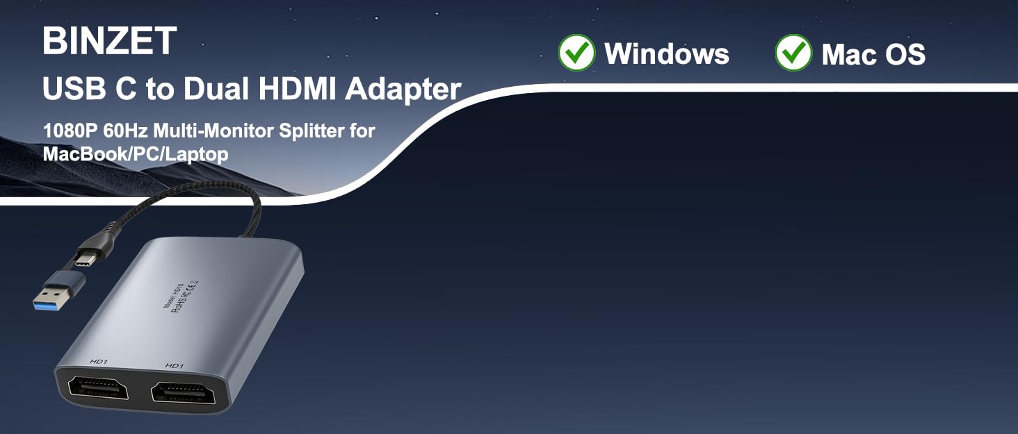 USB C to Dual HDMI Adapter