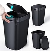 CEROELDA 3 Pack Bathroom Small Trash Can with Lid, 10L/2.6 Gal Slim Garbage Can with Press Top Li...
