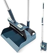 DALIPER Broom and Dustpan Set with Aluminum 54 Inches Long Handle, 180 Degree Swivel Broom and Up...