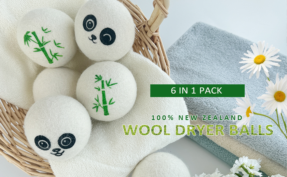 6 in 1 pack wool dryer balls
