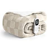 IUUI Heated Blanket Electric Throw Checkered- 50x60 Inches Soft Flannel Heating Blanket,Fast Heat...