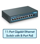 YuanLey 11 Port Gigabit PoE Switch, 8 PoE+ Port 1000Mbps, 2 Gigabit Uplink, 1 SFP Port, 120W 802....
