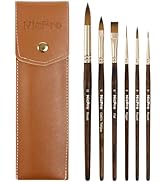 Nicpro Travel Watercolor Brushes Set, 6Pcs Kolinsky Sable Performance Paint Brush for Artist with...