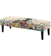 Doojoayie Cute Bench Seat Cover Washable Chair Slipcover with Black Cat Print Anti-Dust Decorativ...