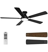 OPONL 52 Inch Black Ceiling Fan with Light with Remote Control, Large Air Volume, modern ceiling ...