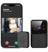 Winnes Wireless Doorbell with Camera 150M Connexion,Smart Camera Doorbell with Indoor Receiver,2-...