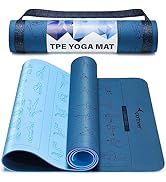Sportneer Instructional Yoga Mats with 150 Fade-proof Poses Printed on It - 24" Wide x 72" Long D...