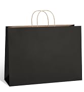 SHOPDAY Black Paper Bags with Handles 16x6x12, 25 Pack Large Kraft Paper Bags Bulk, Tote Bags Sho...