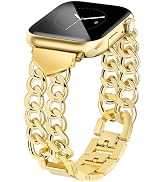 JR.DM Gold Watch Bands for Women Compatible with Apple Watch 41mm 38mm 42mm(S10/11) Stylish Weste...