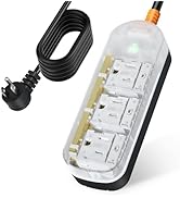 Outdoor Power Strip Weatherproof, 6 FT Extension Cord, 3 AC Outlets, Waterproof Surge Protector, ...