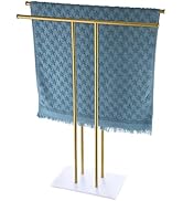 JQK Bath Towel Holder Stand Brushed Gold, 30 Inch Free Standing Double Towel Rack Shelf for Bathr...