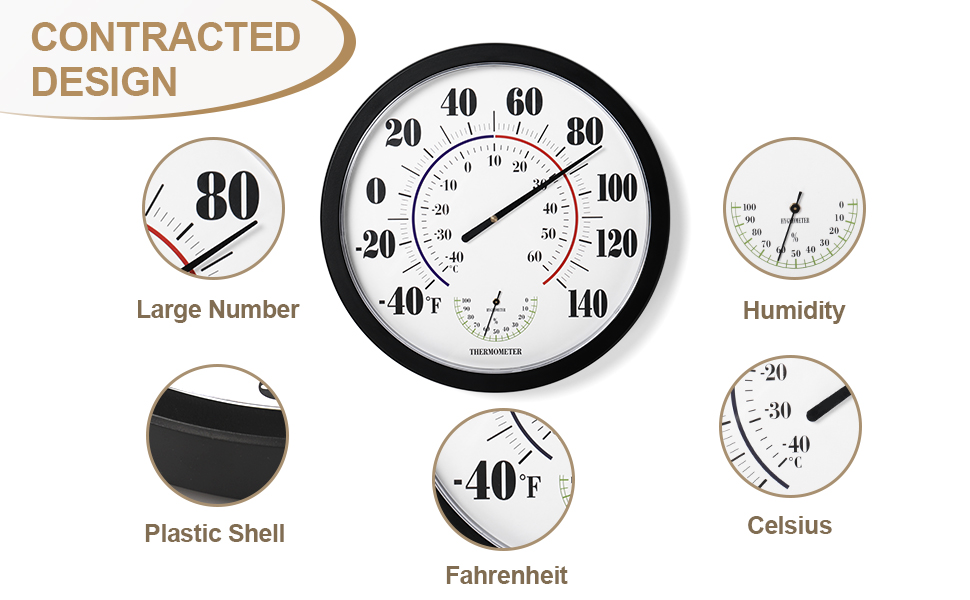  indoor outdoor thermometer wireless outside thermometer large easy to read remote pool thermometer
