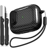 RFUNGUANGO for Airpod Pro Case (2023/2022/2019) with Lock, Carbon Fiber Black Airpods Pro 2nd Gen...