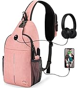 Lumesner Sling Bag Crossbody Backpack with USB Charging Port,Hiking Daypack Shoulder Bag Chest Ba...
