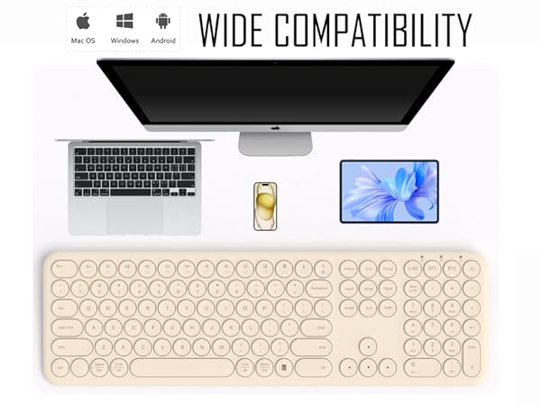 Quiet Bluetooth Keyboard - Multi-Device Aesthetic Wireless Keyboard