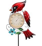 MUMTOP Outdoor Thermometers for Patio-Indoor Outdoor Wall Thermometer - Solar Led Light Cardinal ...