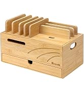 Homde Natural Bamboo Charging Station Rack for Multiple Devices Cable Cord Management Box Organiz...