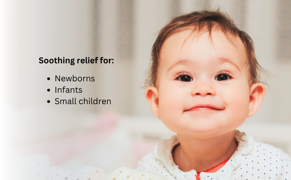 Image of baby. Soothing relief for newborns, infants, and small children.