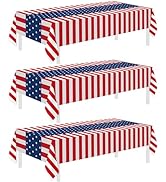 Childom 3 Pack Patriotic Tablecloth,Disposable Plastic Tablecloth 54