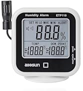 ALLOSUN Digital Thermometer Hygrometer Indoor Humidity Greenhouse Temperature Monitor Alarm Long ...