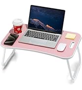 ZEAPTAC Laptop Bed Desk, Foldable Lap Table, Portable Study Table, Laptop Stand with Cup Holder &amp;...