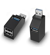 HATMINI 3 Ports USB Hub,USB Male to Female Expansion Adapter 2 Pcs 90 Degree Splitter 1 USB 3.0 a...