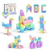 Hiwawind 40Pcs Magnetic Blocks, 1-Inch Soft Rainbow Magnetic Cubes (Triangles &amp; Quarter Circles),...