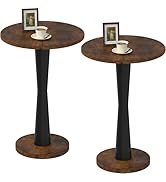 LAATOOREE Round Side Tables Set of 2, Pedestal Drink Tables, Accent End Tables, 15" Large Tableto...