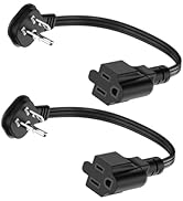 Flat Plug 1Ft Short Extension Cord, 90-Degree Plug Low Profile Power Adapter, 3-Prong Indoor Grou...