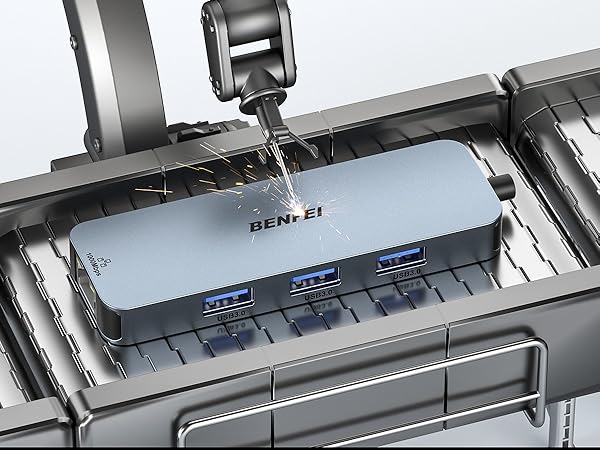 a metal piece being assembled on a machine.