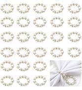 NCONCO Pearl Napkin Rings, 100pcs Imitation Pearl Beaded Napkin Rings Elegant Rhinestone Serviett...