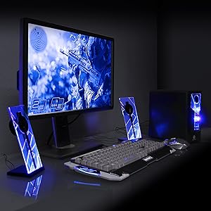 blue computer speakers basspulse pc laptop gaming led