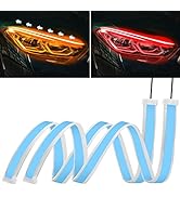 2PC 24 Inch Dual Color Red/Sequence Amber LED Headlight Strip Tube, Waterproof Flexible Adhesive ...